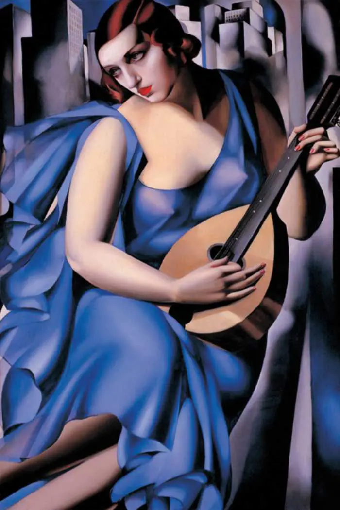 Tamara de Lempicka - Woman in Blue with a Guitar, 1929
